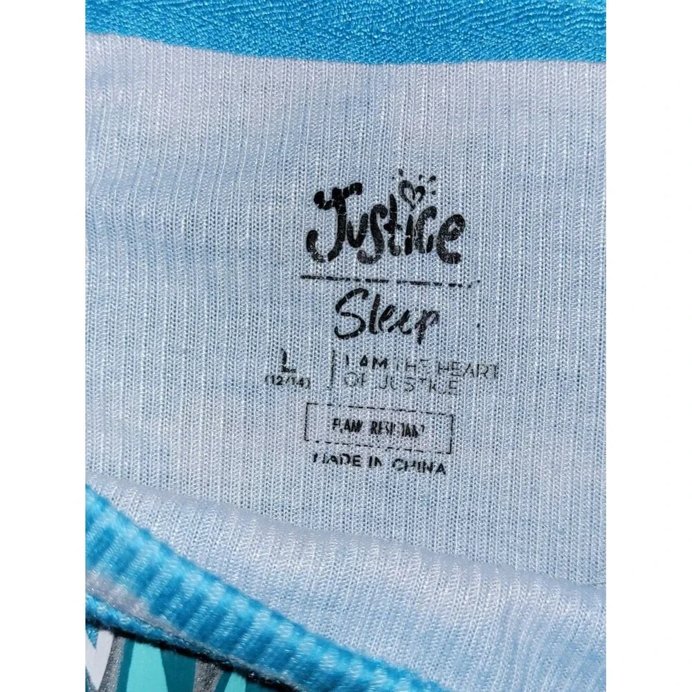 Justice Size L 12/14 Sleep Blue & White Tie-Dye Pineapple Graphic Sleep Shirt